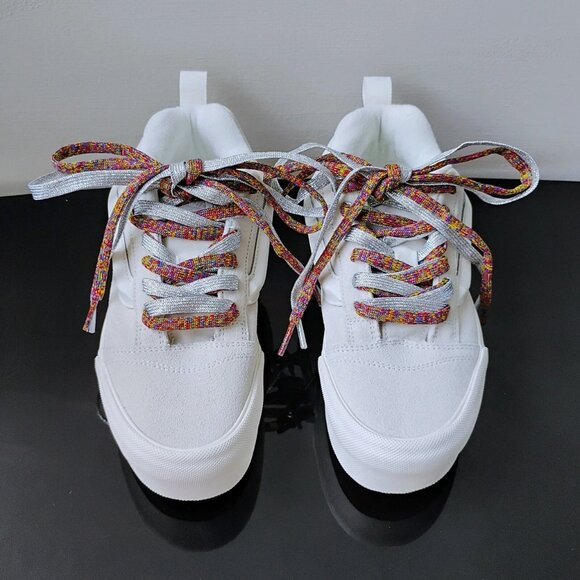 Vans Women Knu Stack/Platform Suede Sneaker in Amazing Laces Multi/Marshmallow - Picture 3 of 13